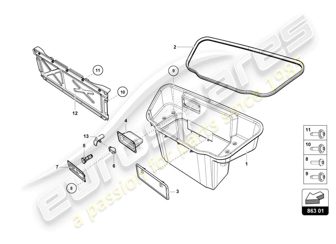 lamborghini 2023 (tecnica) luggage compartment lining part diagram