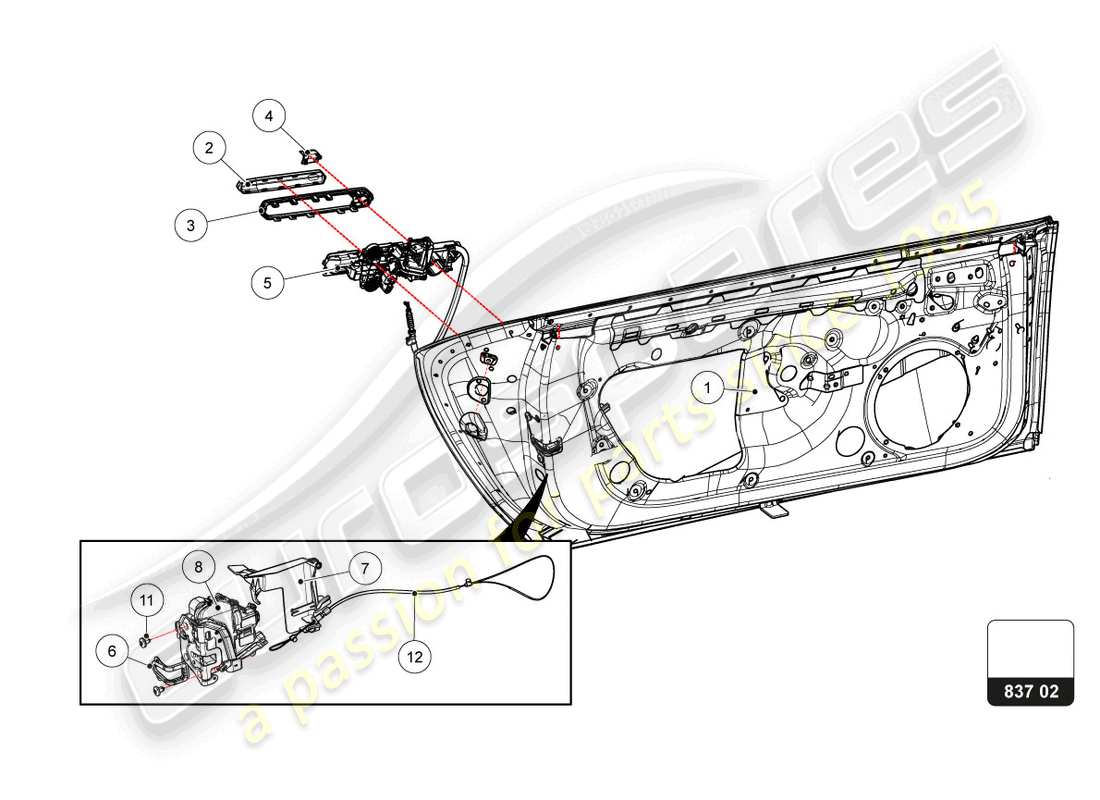 lamborghini 2022 (super trofeo evo 2) doors-handle and lock part diagram