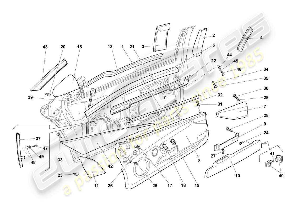 lamborghini lp640 roadster (2008) window guide part diagram