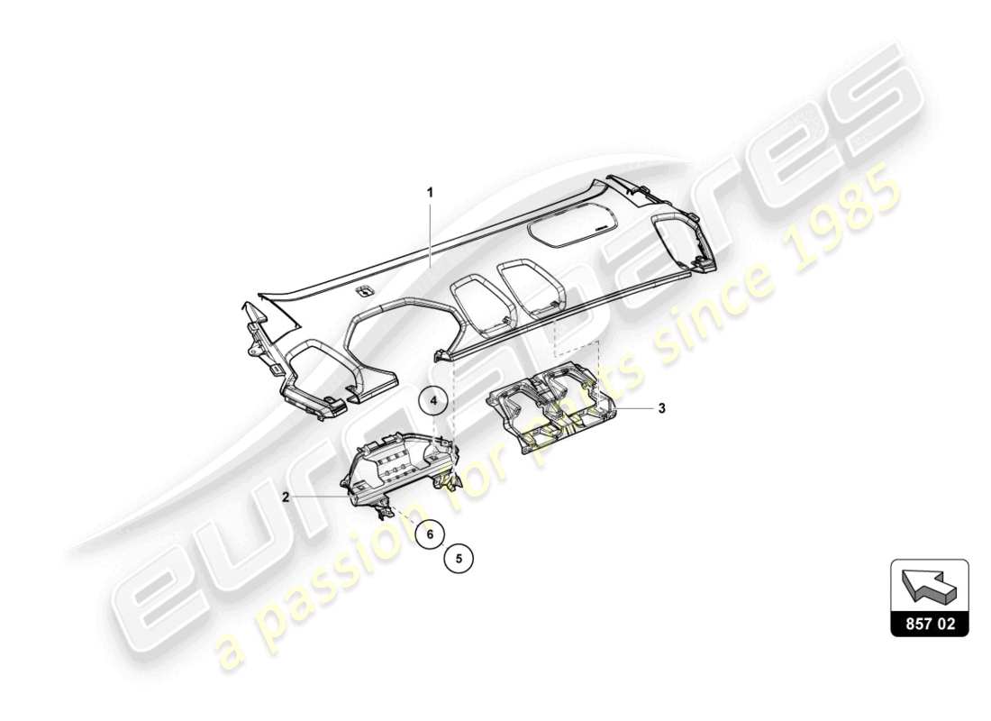 lamborghini 2016 (super trofeo) dashboard - trims part diagram