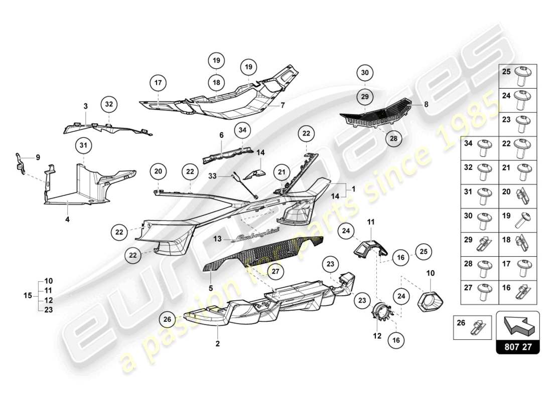 lamborghini sian roadster (2021) bumper rear part diagram