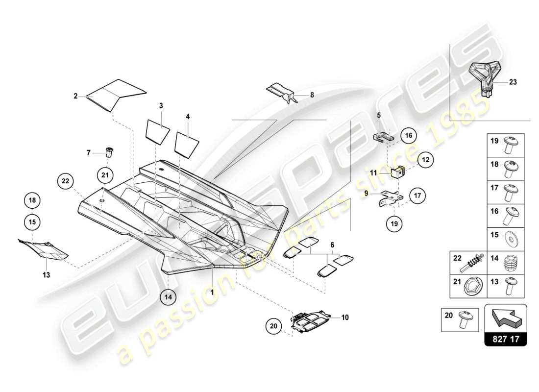 lamborghini sian roadster (2021) engine compartment lid part diagram