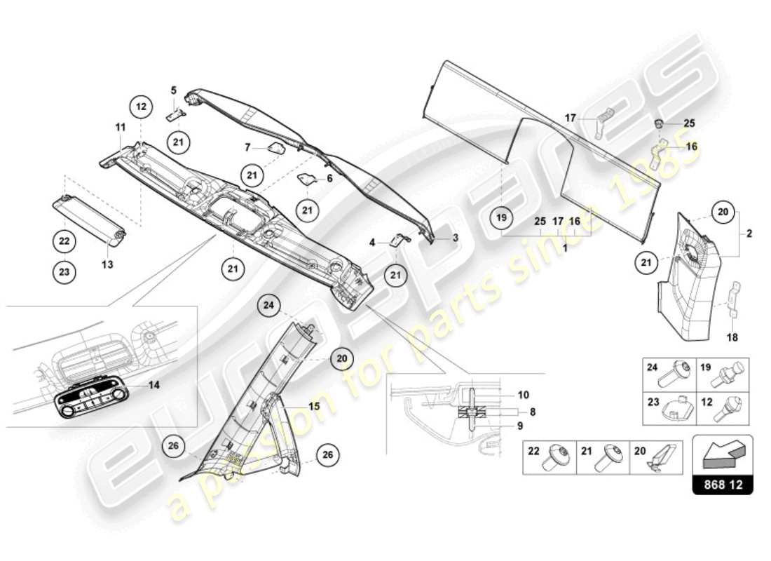 lamborghini sian roadster (2021) interior decor part diagram