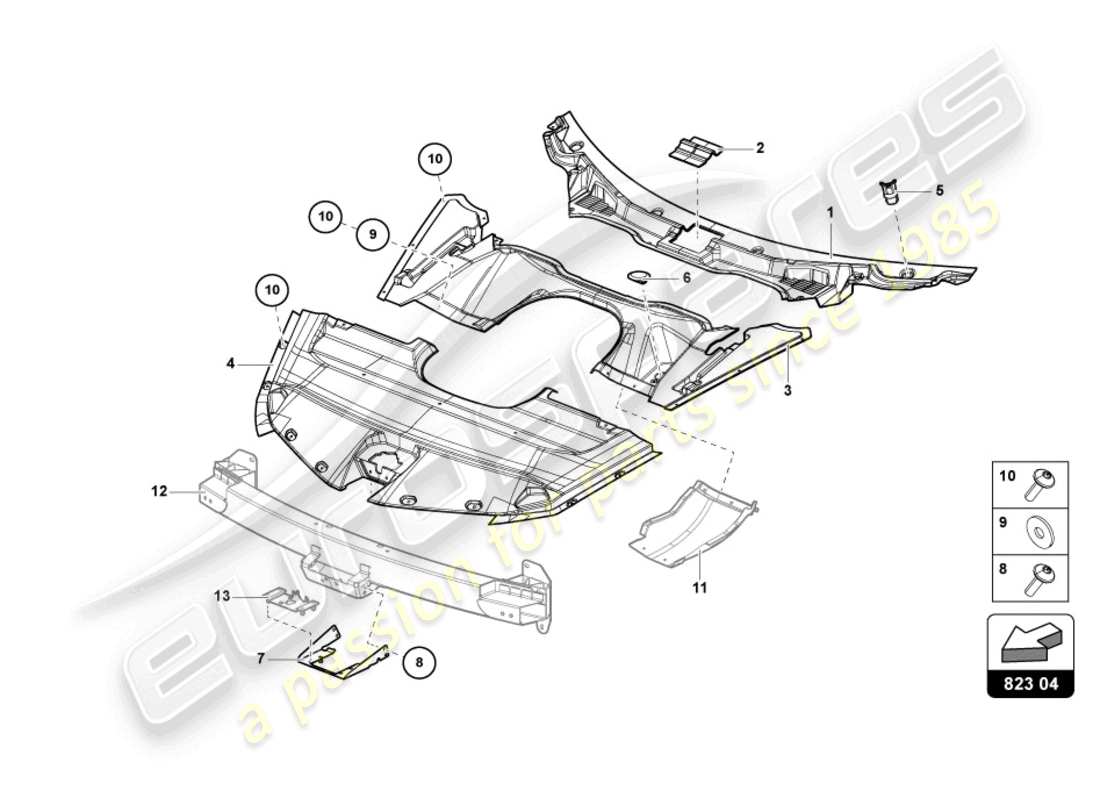 lamborghini sian roadster (2021) cover for bonnet lock part diagram