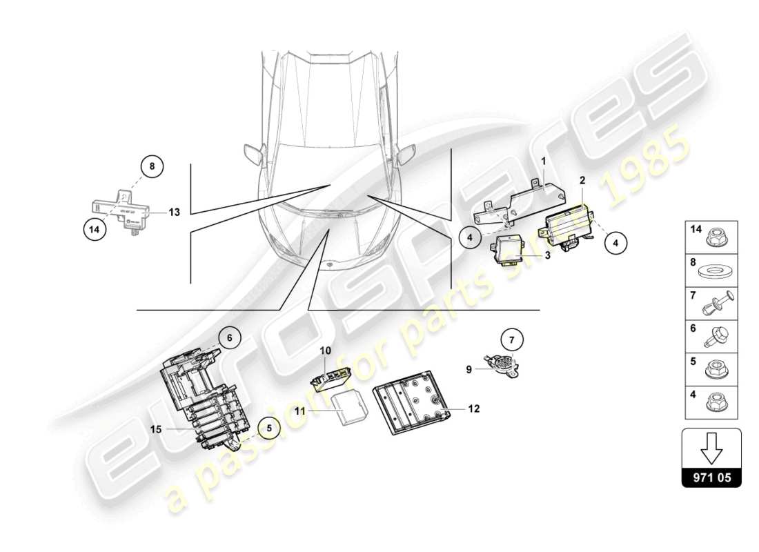 lamborghini evo spyder (2024) control unit part diagram