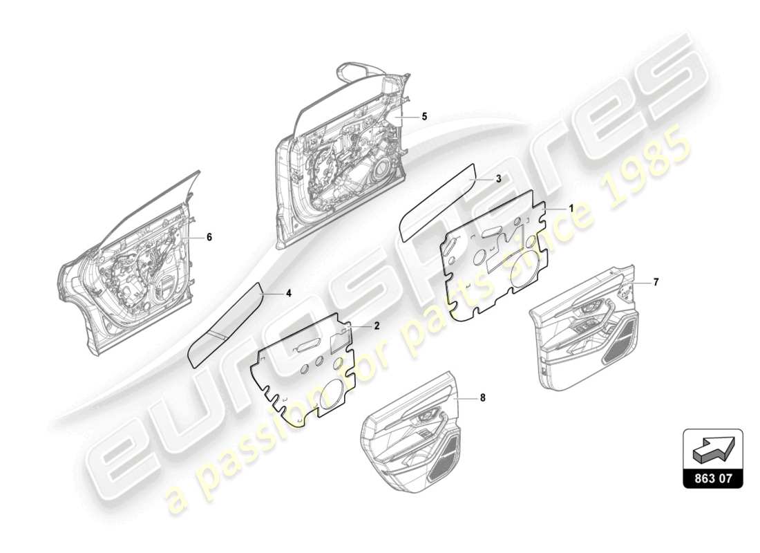 lamborghini urus s (2023) sound absorber piece parts diagram