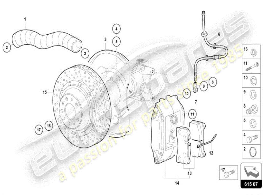 lamborghini diablo vt (1999) brake disc front parts diagram