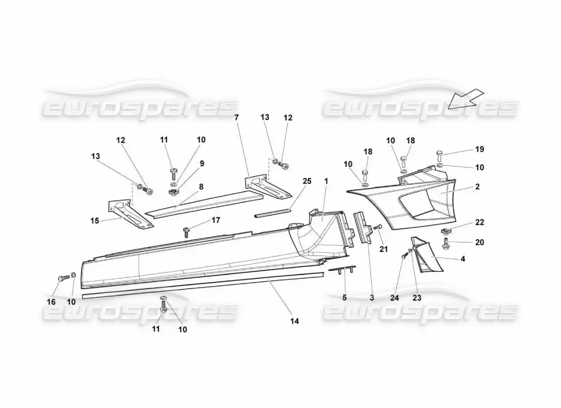 lamborghini murcielago lp670 lh external side member parts diagram