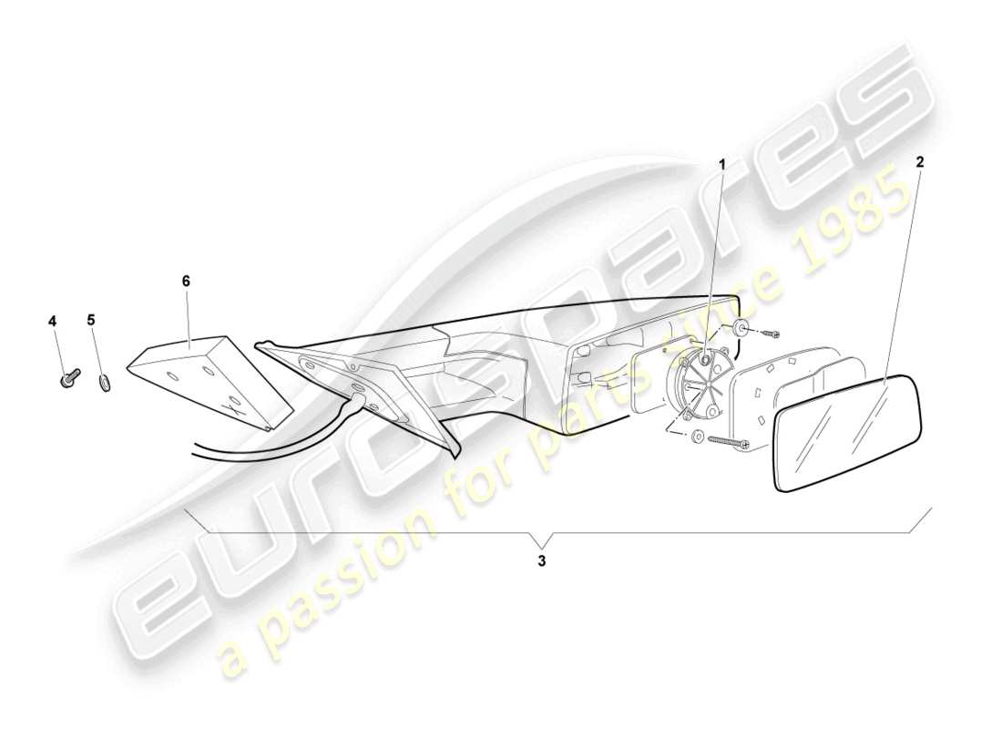 lamborghini lp640 roadster (2008) exterior mirror part diagram