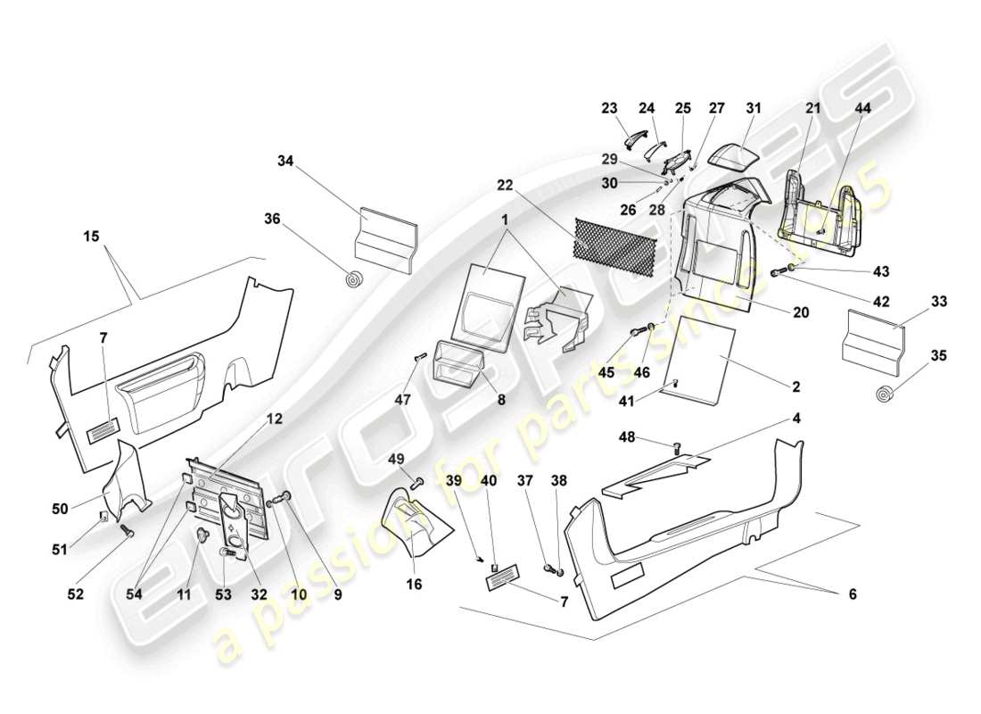 lamborghini lp640 roadster (2008) pillar trim part diagram