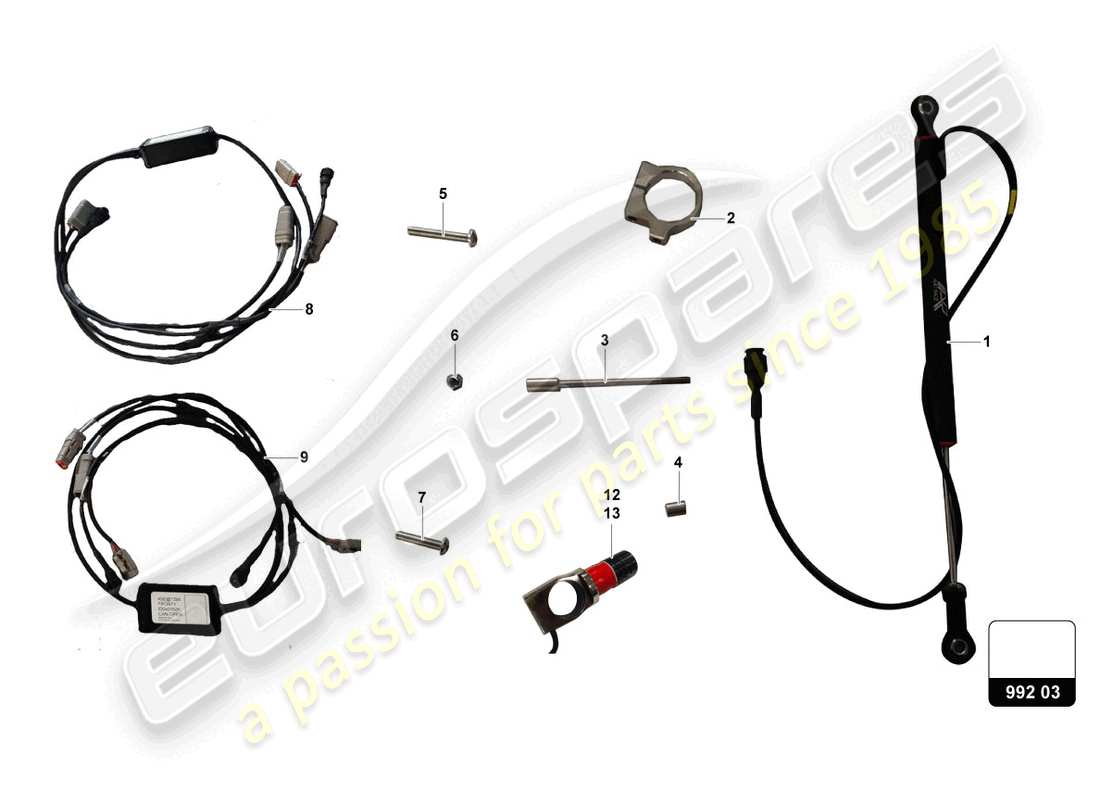 lamborghini 2015 (super trofeo) potentiometers dampers kit part diagram