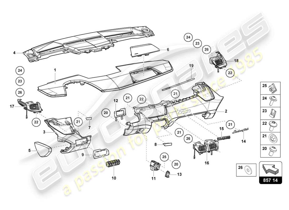 lamborghini sian roadster (2021) dashboard part diagram