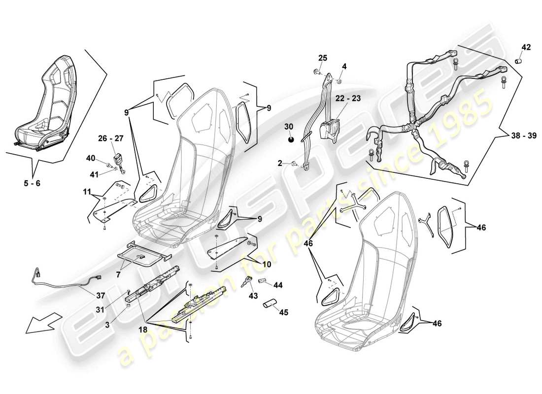 lamborghini lp570-4 sl (2011) sports seat part diagram