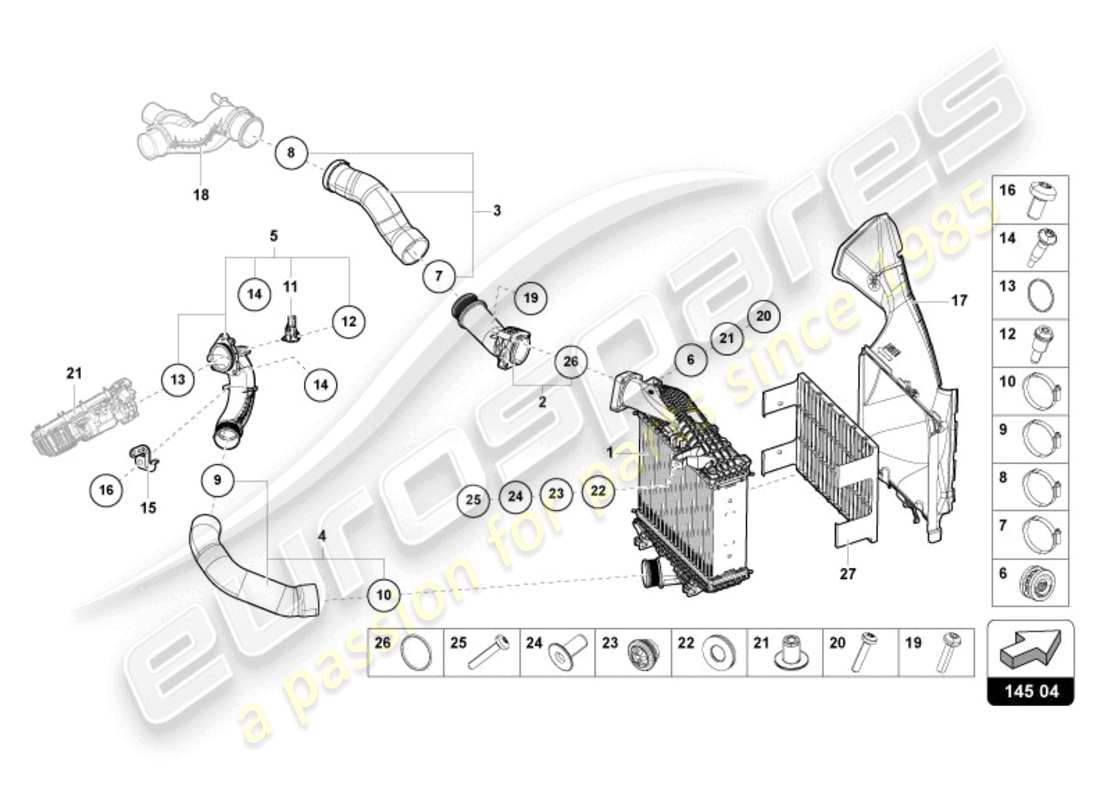 lamborghini urus s (2024) charge air cooler right part diagram