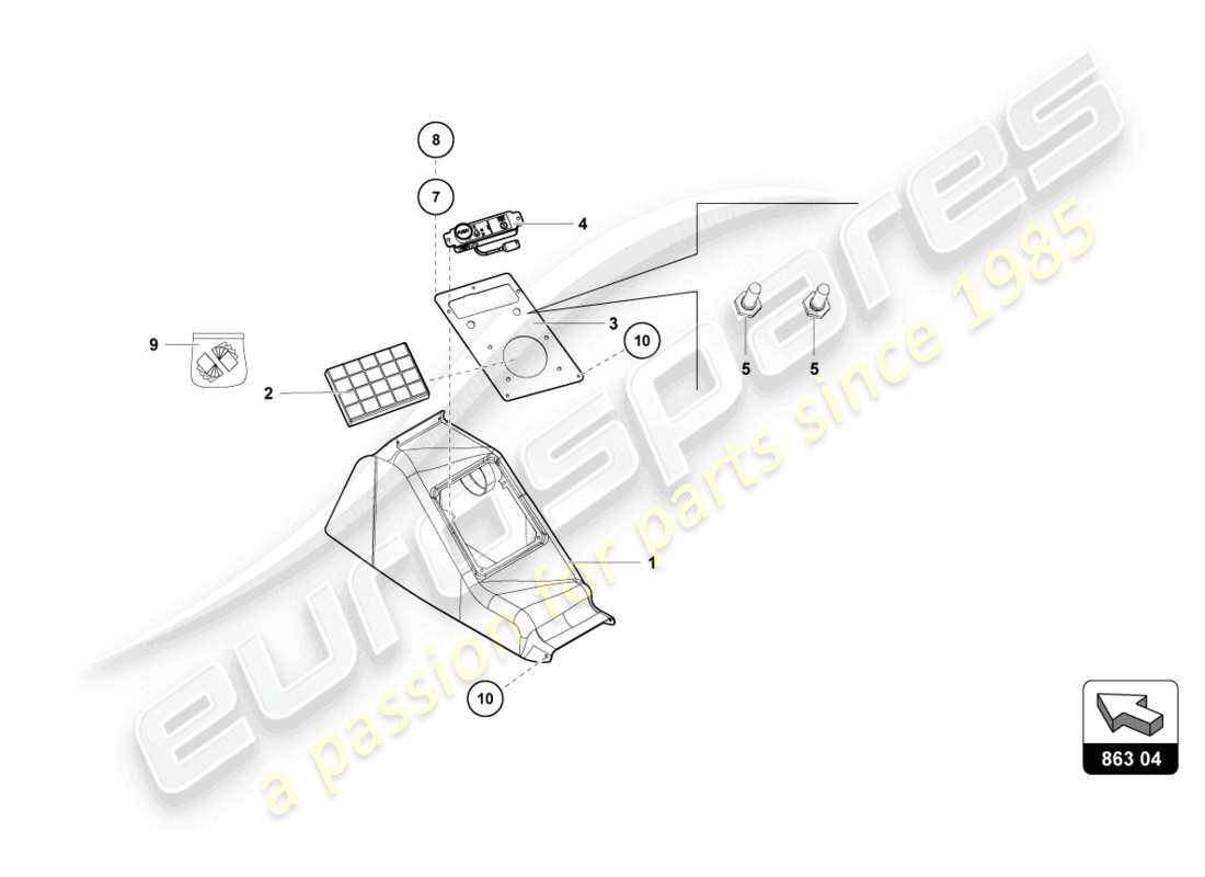 lamborghini 2016 (super trofeo) central console part diagram