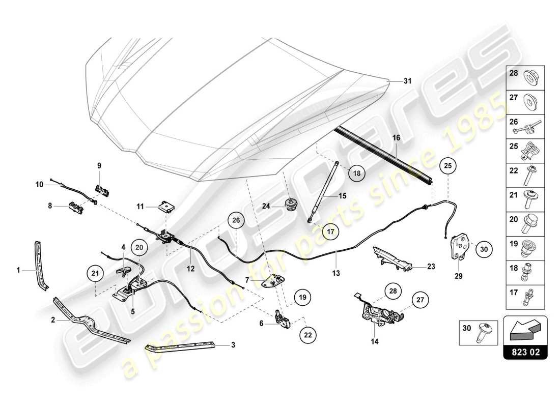 lamborghini urus s (2023) gasket for engine cover part diagram