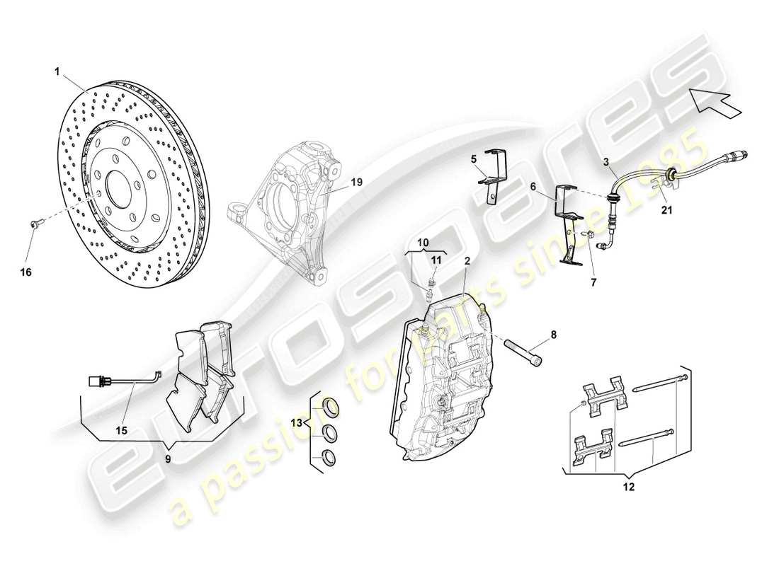 lamborghini lp560-4 coupe (2011) disc brake front parts diagram