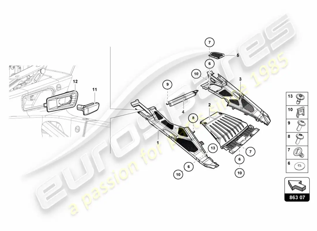 lamborghini lp580-2 coupe (2017) engine cover parts diagram