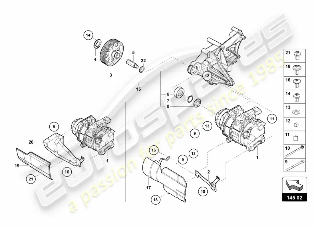 lamborghini centenario roadster (2017) a/c compressor parts diagram