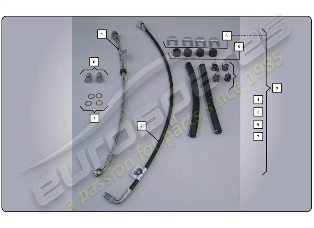 lamborghini super trofeo (2009-2014) brake hose kit parts diagram