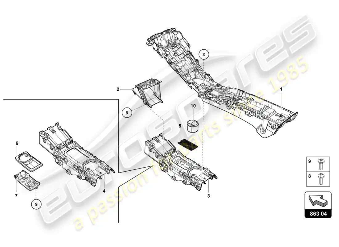 lamborghini lp580-2 coupe (2016) tunnel parts diagram