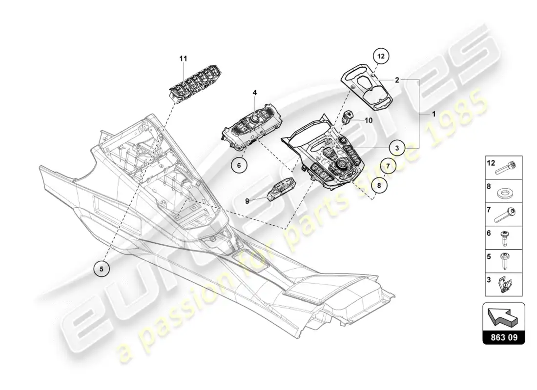 lamborghini lp700-4 coupe (2012) switch unit parts diagram