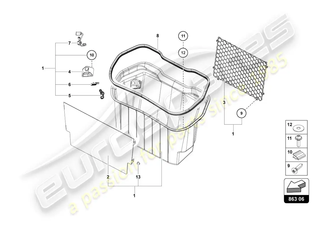 lamborghini lp700-4 coupe (2012) luggage boot trims parts diagram