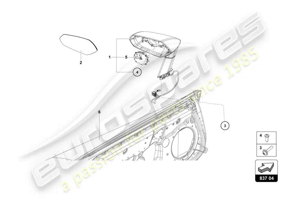 lamborghini lp700-4 coupe (2012) exterior mirror parts diagram