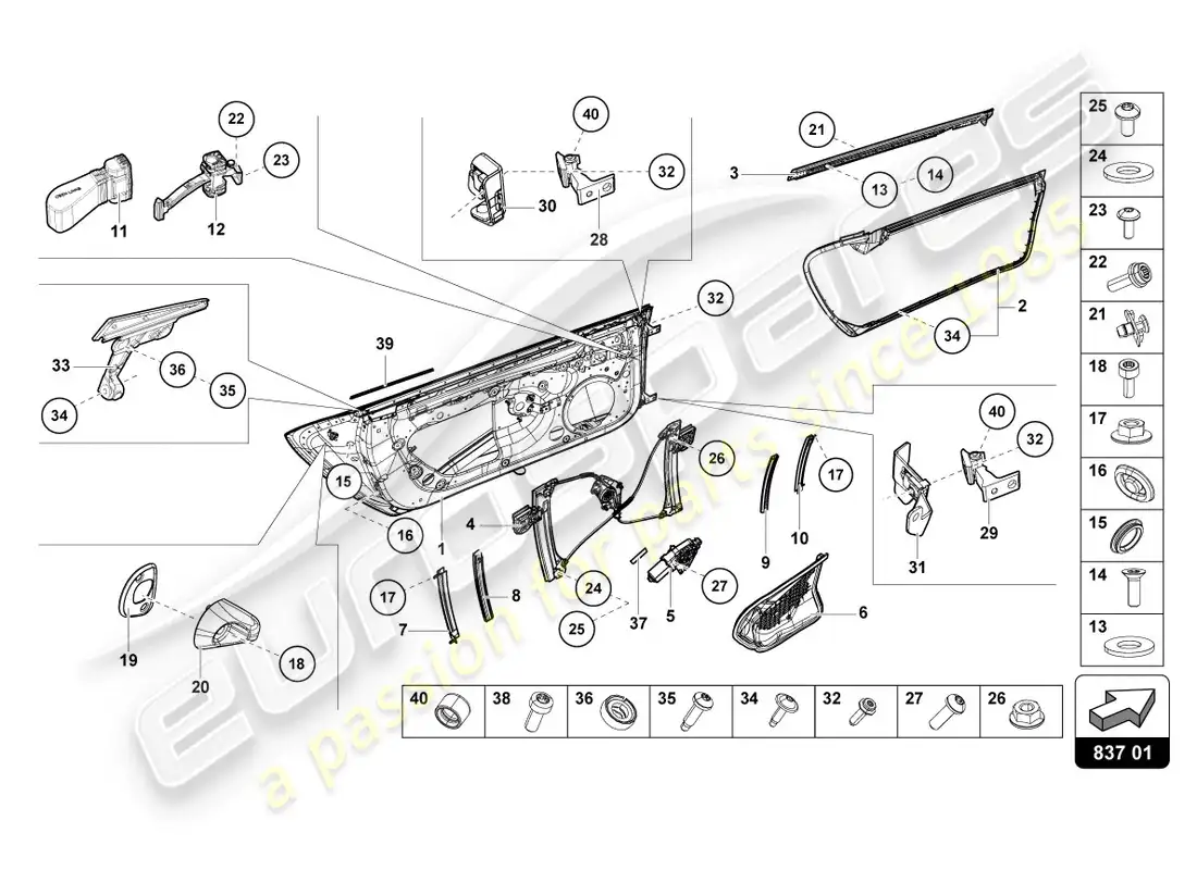 lamborghini lp610-4 coupe (2015) doors parts diagram