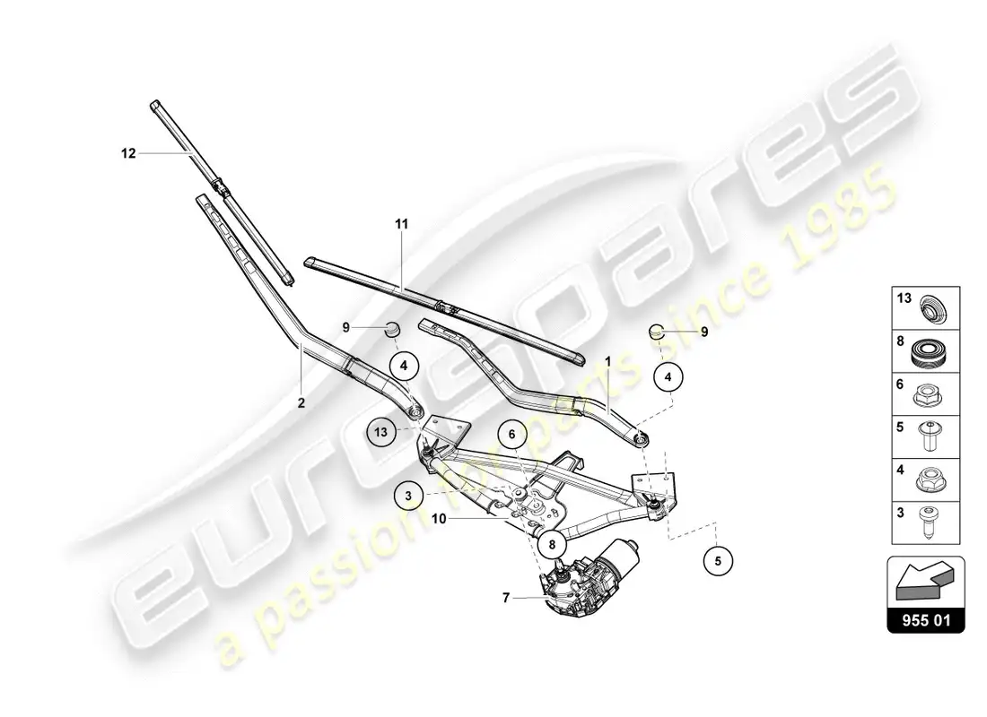 lamborghini centenario roadster (2017) windshield wiper parts diagram