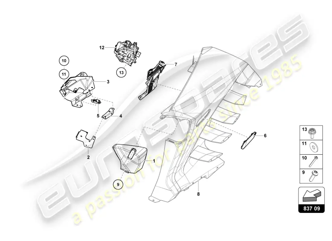 lamborghini centenario coupe (2017) door lock parts diagram
