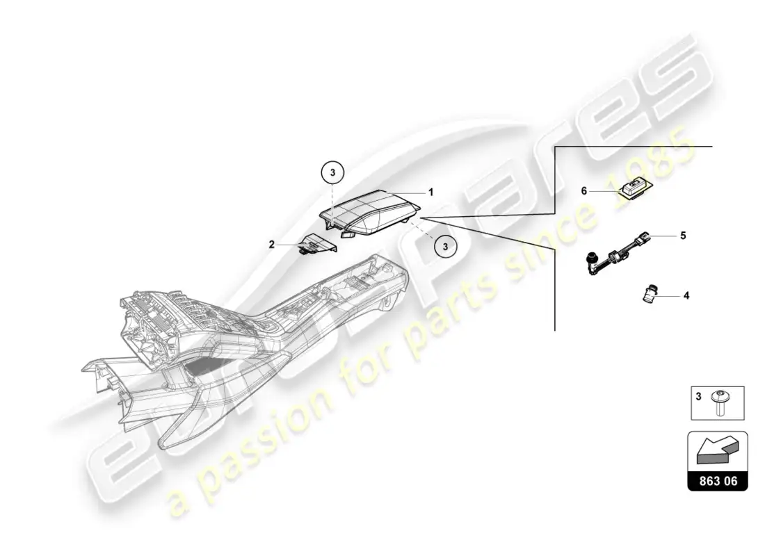 lamborghini lp580-2 coupe (2016) stowage compartment parts diagram