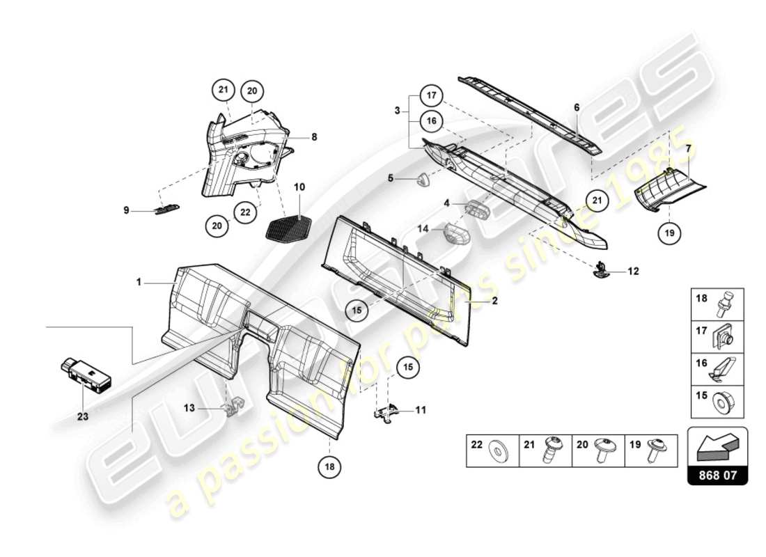 lamborghini 2023 (tecnica) interior decor part diagram