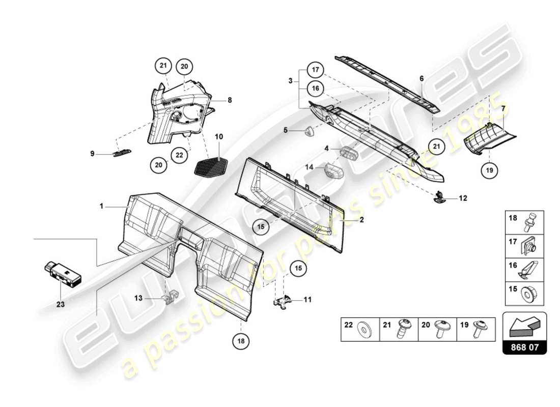 lamborghini tecnica (2023) interior decor part diagram