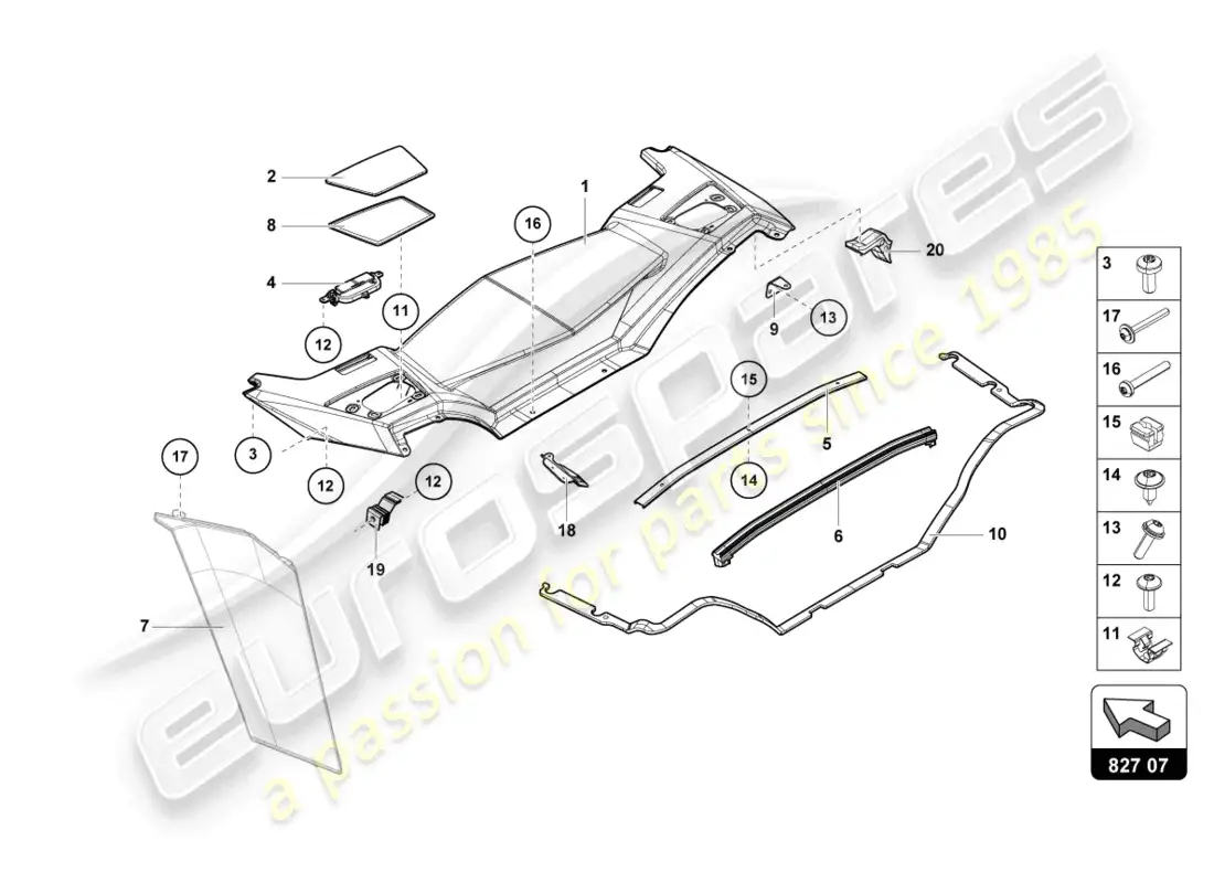 lamborghini lp740-4 s roadster (2019) cover part diagram
