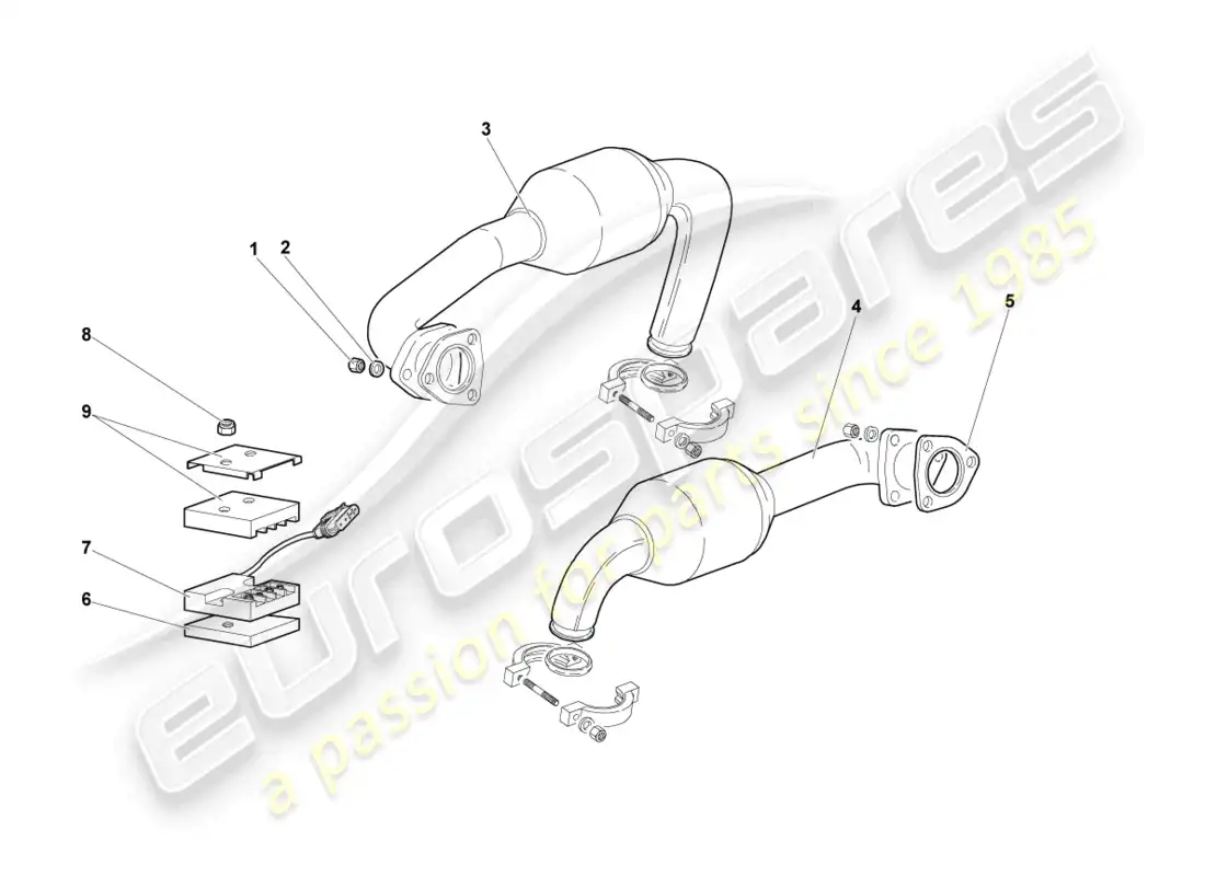 lamborghini murcielago coupe (2002) exhaust system parts diagram