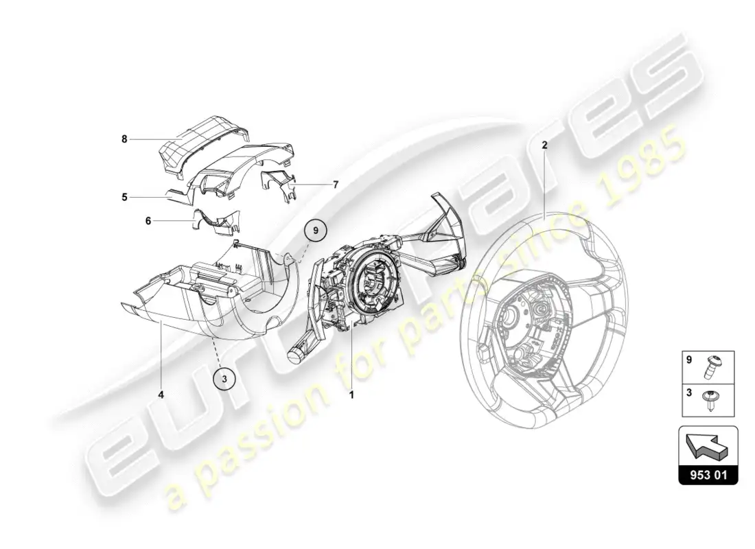 lamborghini centenario roadster (2017) rack and pinion steering parts diagram