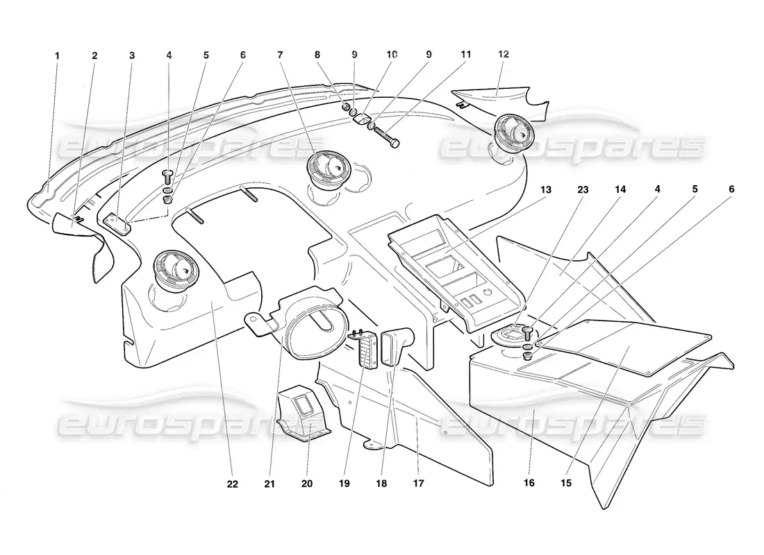 lamborghini diablo sv (1997) passenger compartment trims parts diagram