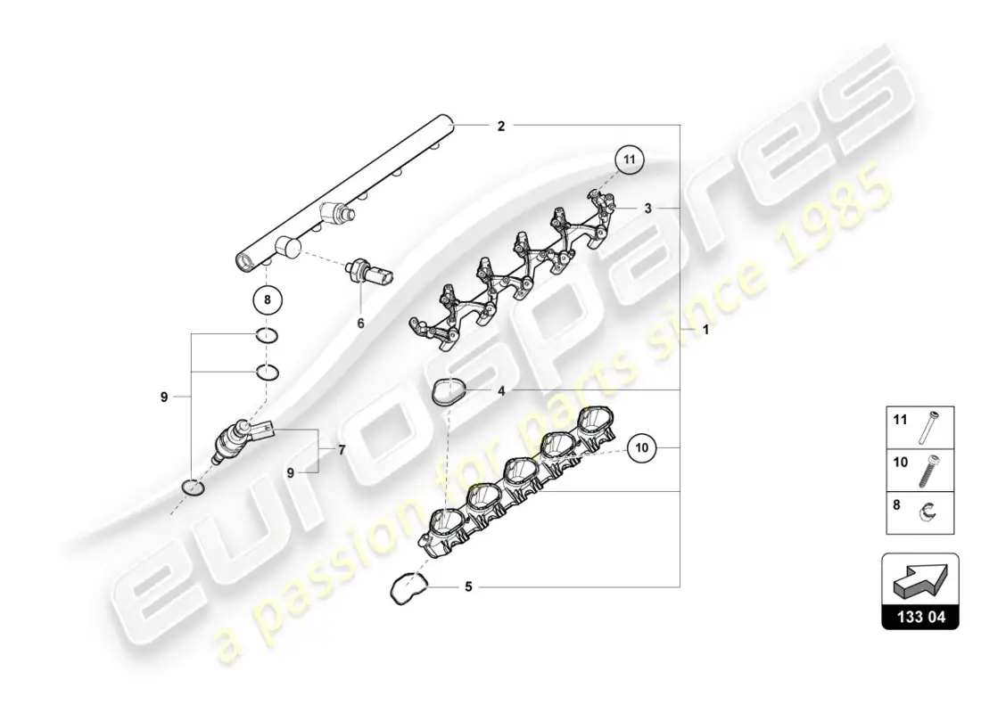 lamborghini evo spyder (2020) injection valve parts diagram