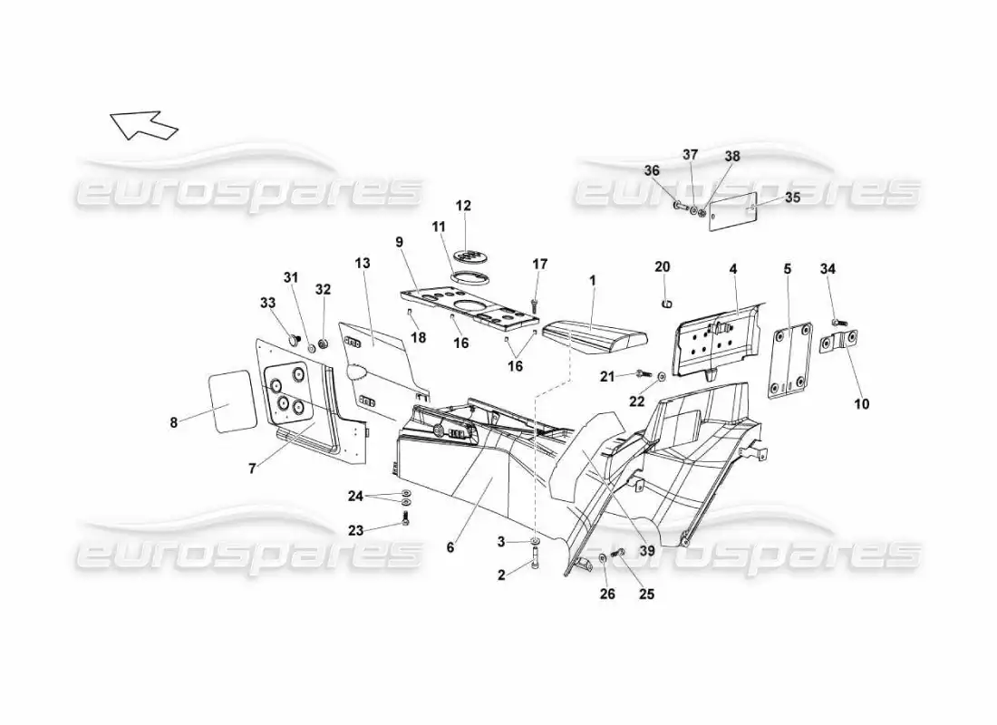 lamborghini murcielago lp670 tunnel parts diagram