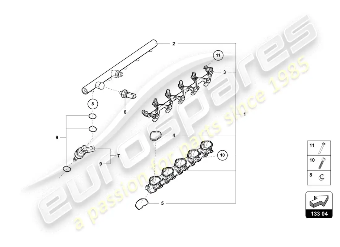 lamborghini lp600-4 zhong coupe (2016) injection valve parts diagram