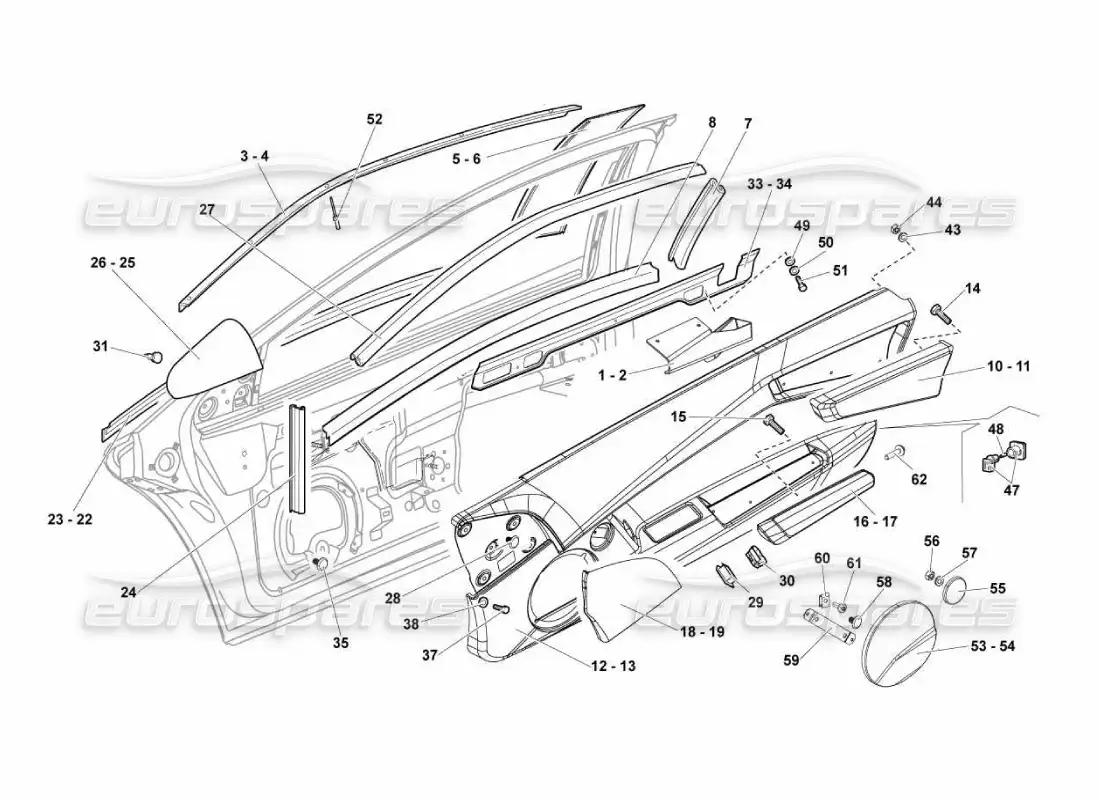 lamborghini murcielago lp670 doors parts diagram