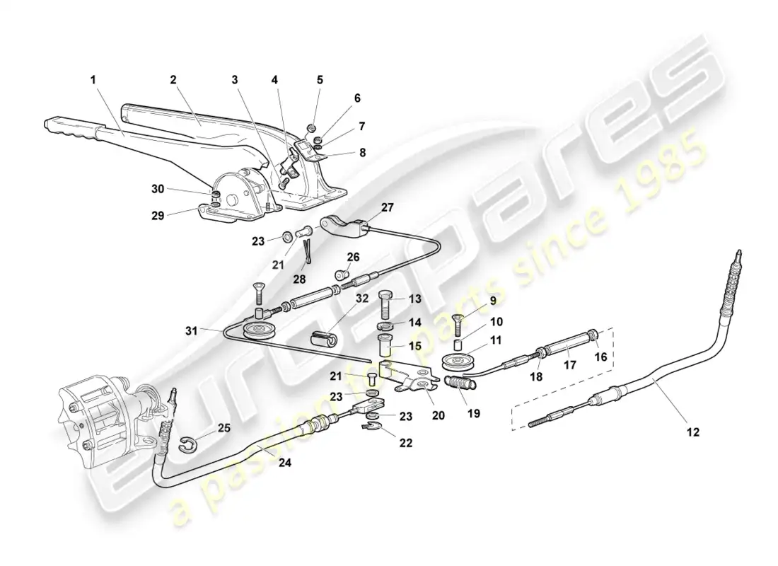 lamborghini murcielago roadster (2005) brake lever rhd parts diagram