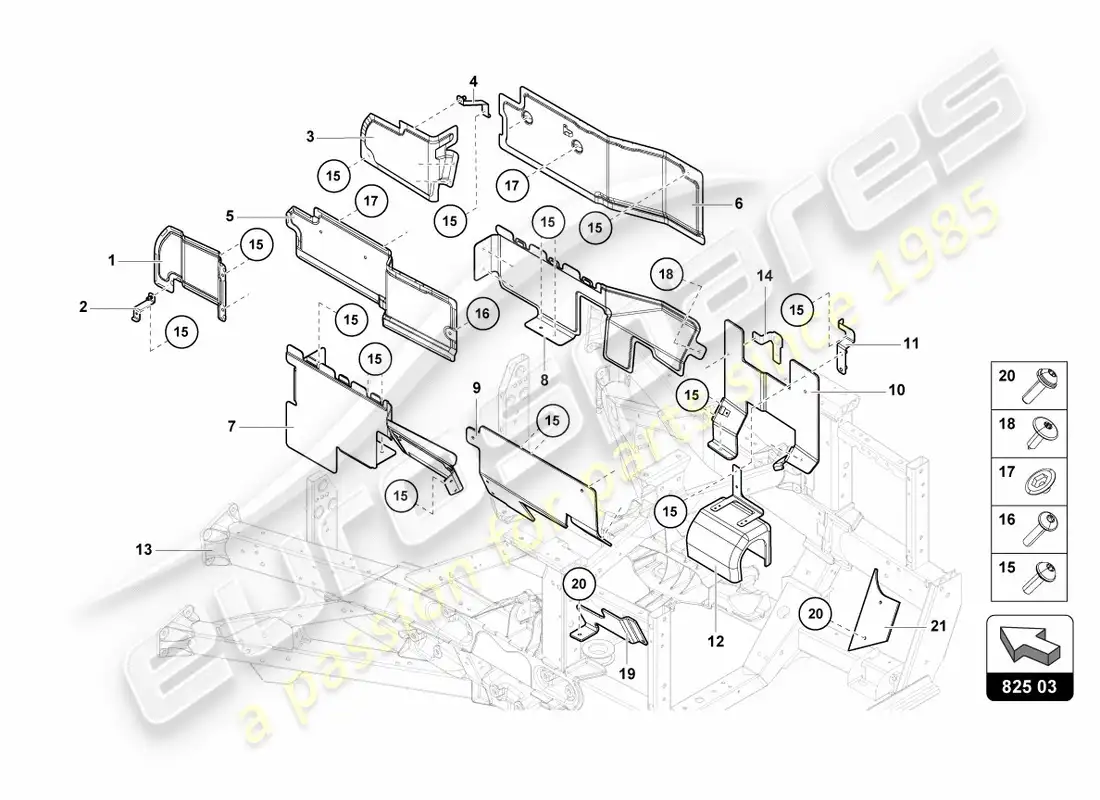 lamborghini centenario roadster (2017) heat shield parts diagram