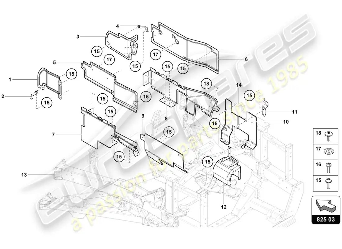 lamborghini lp720-4 coupe 50 (2014) heat shield parts diagram