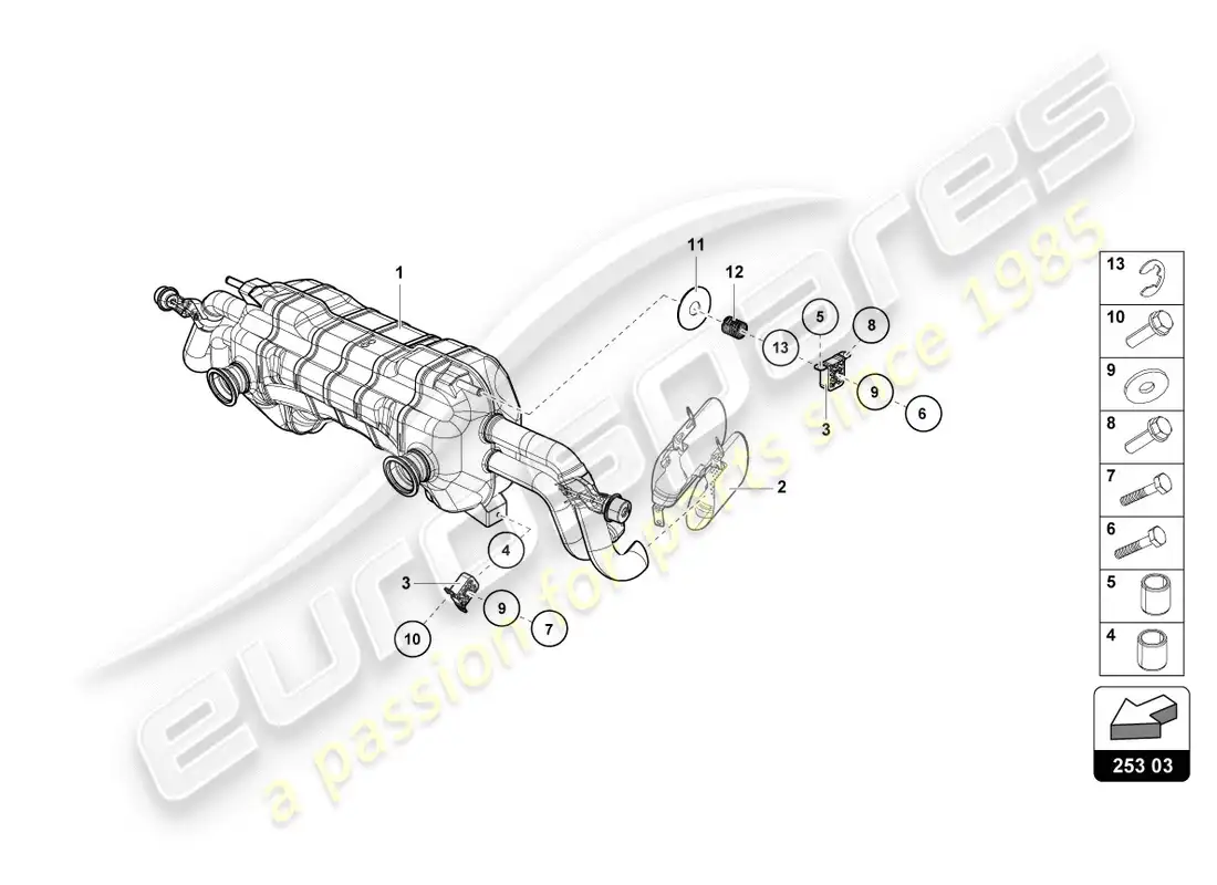 lamborghini lp580-2 spyder (2017) rear silencer parts diagram