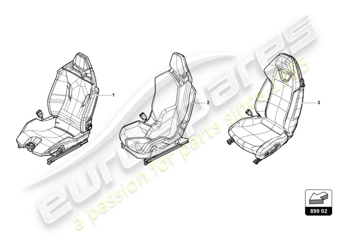lamborghini lp610-4 coupe (2015) seat, complete parts diagram