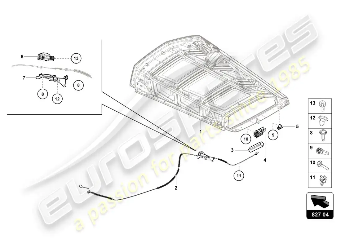 lamborghini lp610-4 coupe (2017) release lever parts diagram