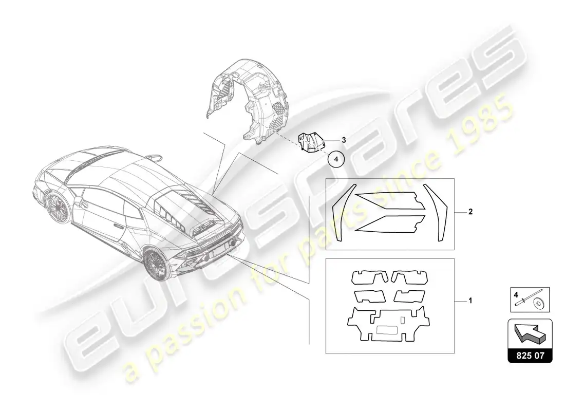 lamborghini evo spyder (2020) heat insulation (self parts diagram