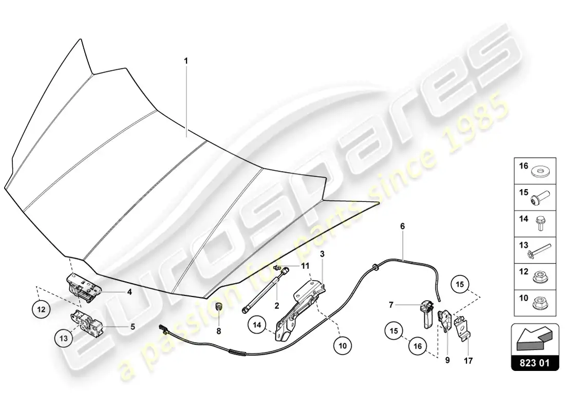 lamborghini lp720-4 coupe 50 (2014) bonnet parts diagram